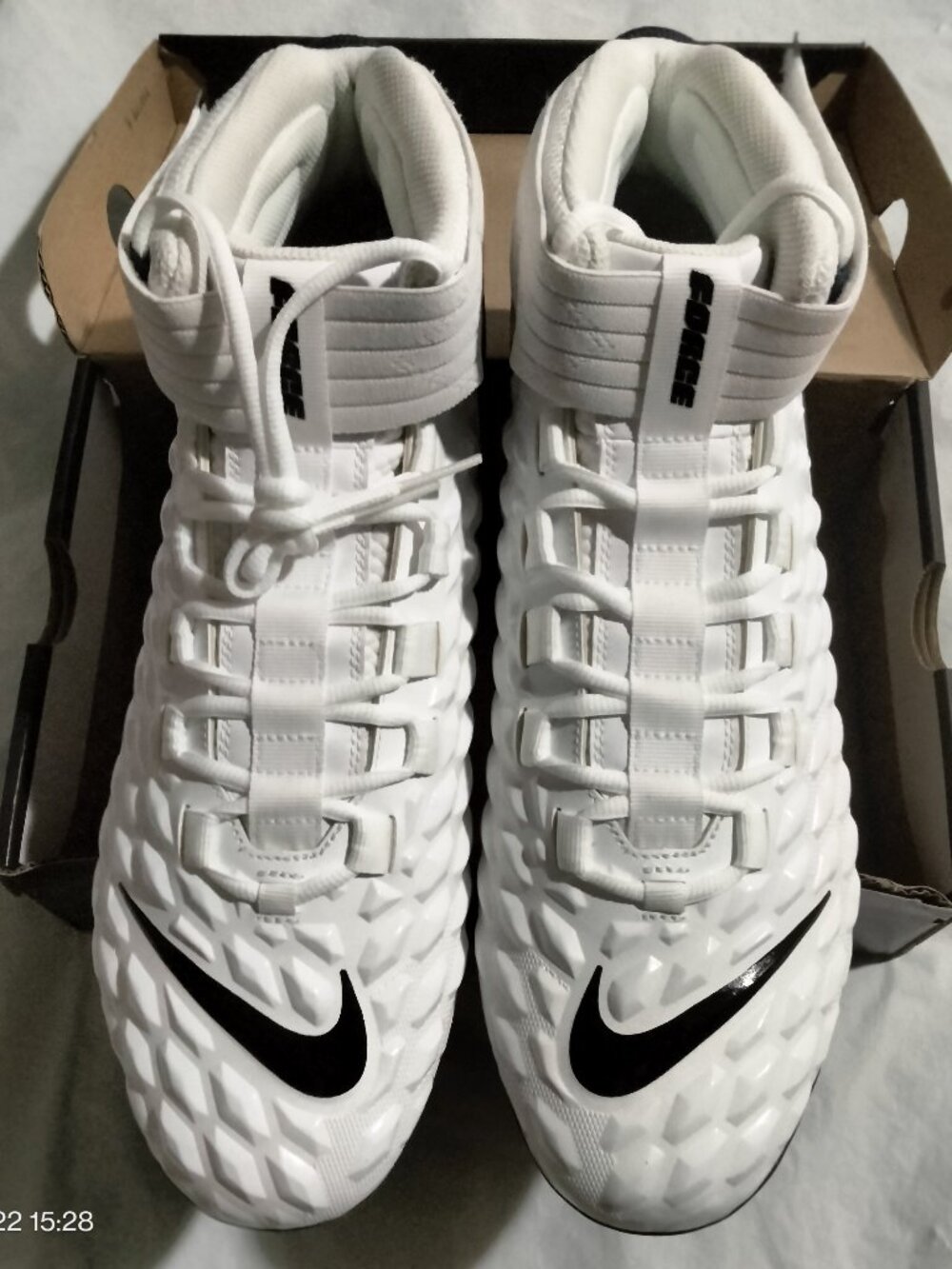 Nike Force Savage Pro 2 White Midnight Navy Football Cleats Men's 14.5 BV3969-10